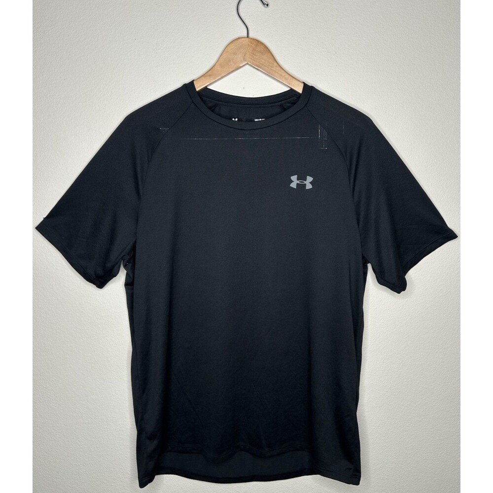 Under Armour Mens Size Large THE TECH TEE Black Training Athletic Workout Shirt